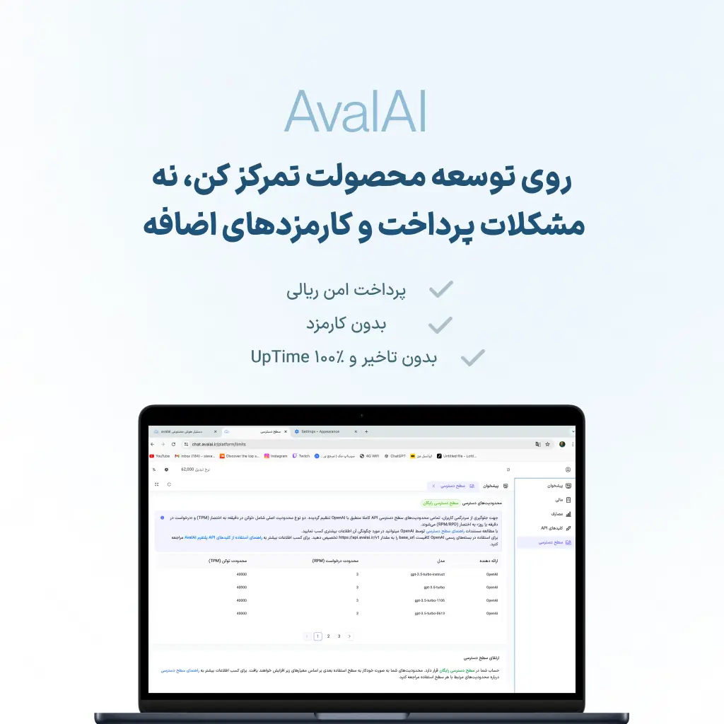 راهنمای استفاده از هوش مصنوعی راهنمای استفاده از AvalAI راهنمای استفاده از هوش مصنوعی اول